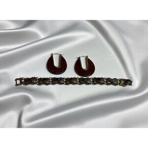 Sorrelli Multicolor‎ stone Vintage-Inspired Bracelet Resin/Gold-Tone Earrings